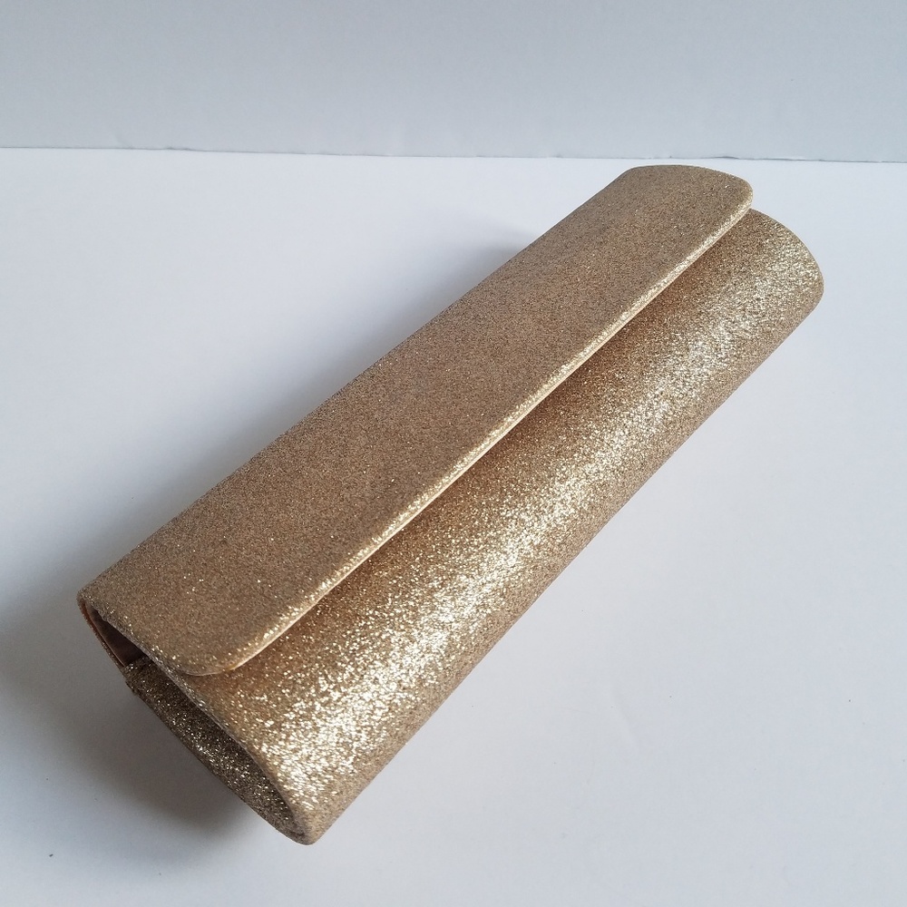 Glittery Gold Clutch with Chain